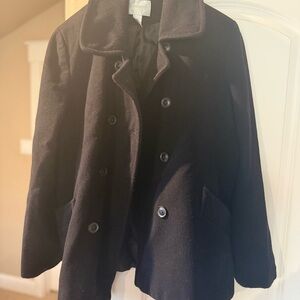 Worthington Black Double-Breasted Wool Blend Pea Coat
